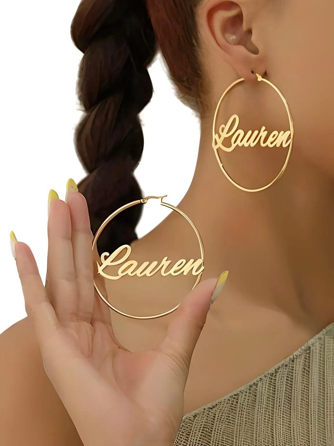 Personalized Earrings Custom Name Hoop Earrings For Women