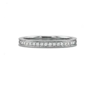 Petite Milgrain Diamond Wedding Band .15ct