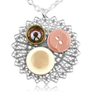 Pink Creative Collage Button Pendant