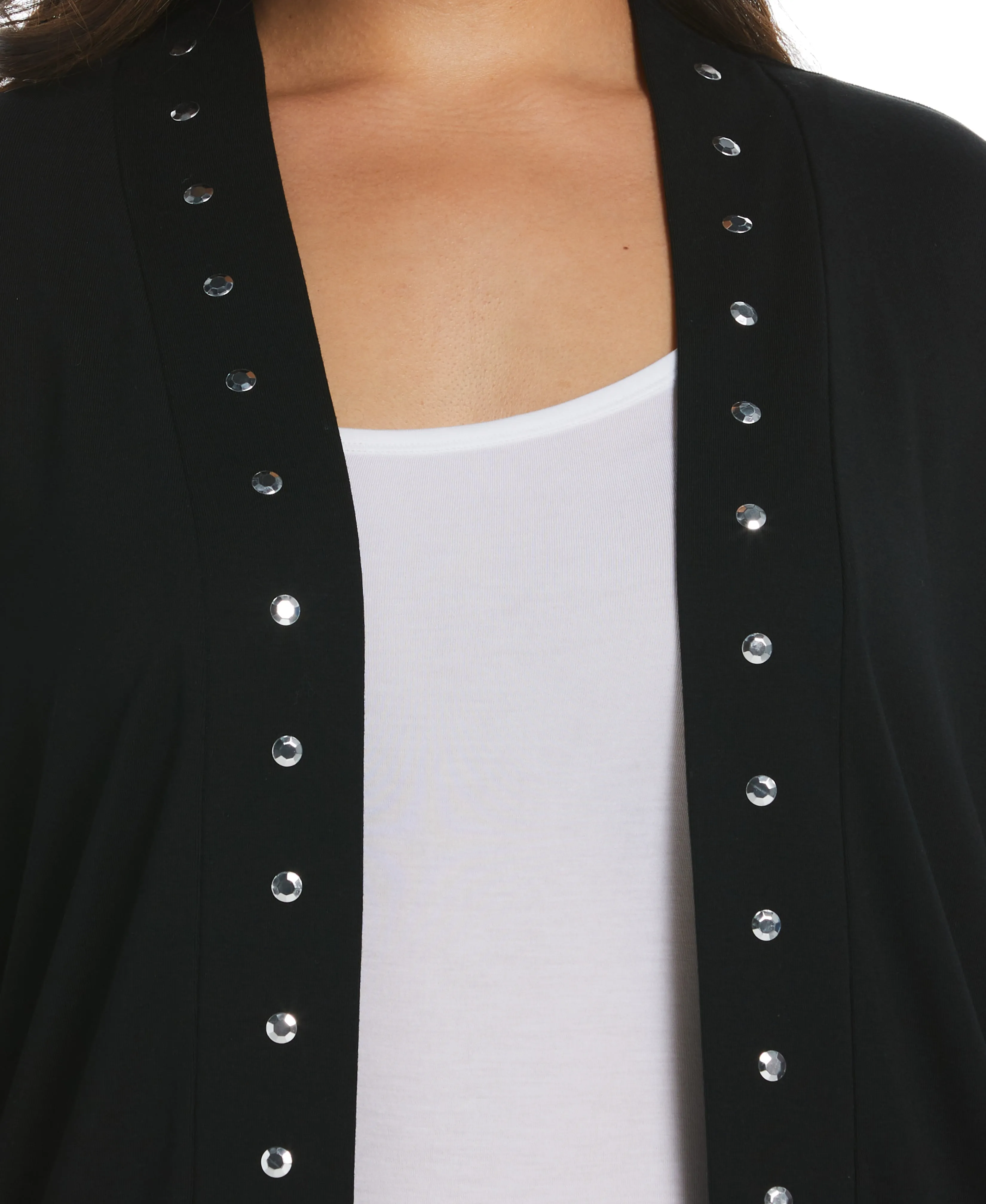 Plus Size Cardigan Sweater with Hardware Trim