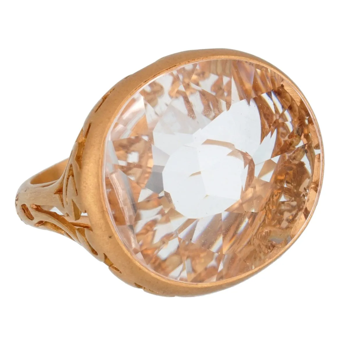 Pomellato 10 Carat White Quartz Cocktail Rose Gold Ring Sz 6 1/4