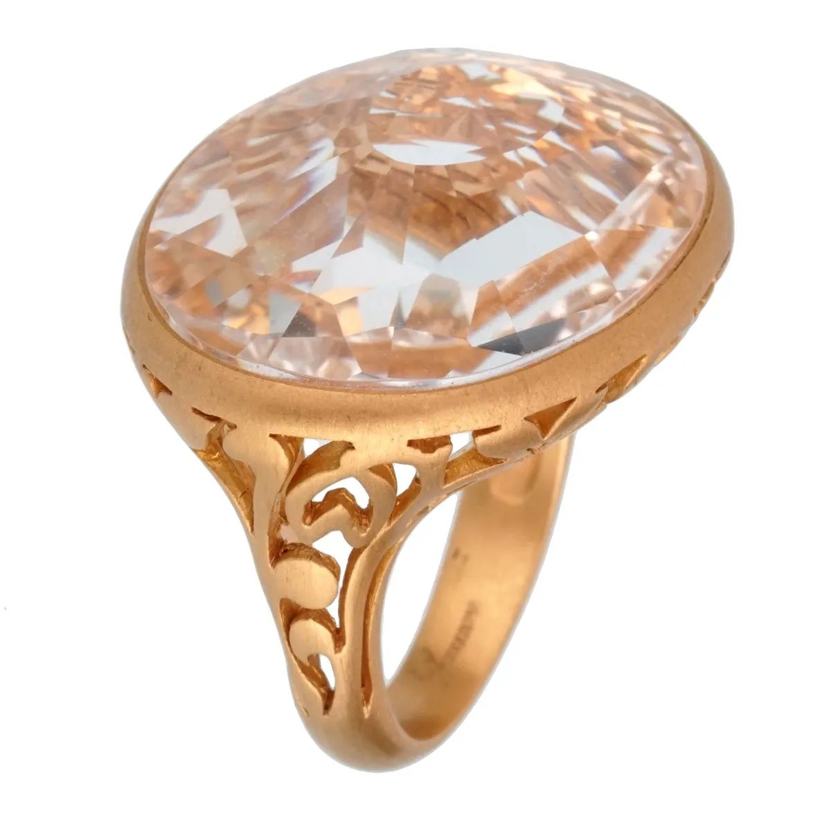 Pomellato 10 Carat White Quartz Cocktail Rose Gold Ring Sz 6 1/4