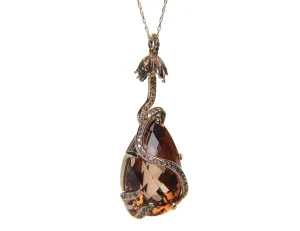 Precious Topaz, Diamonds, and Gold Pendant