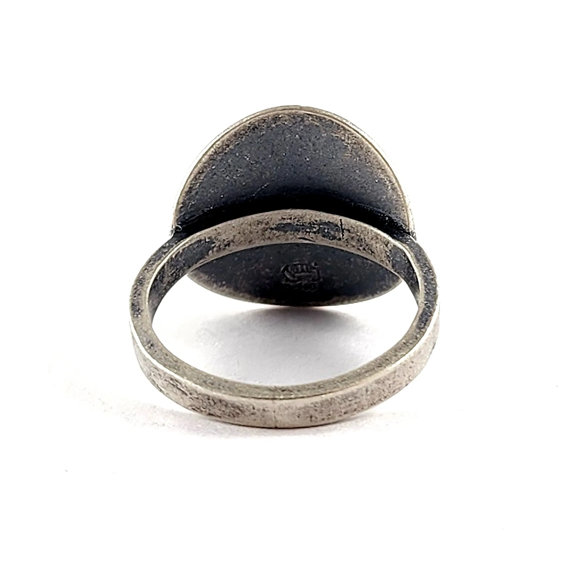 Recycled Coin Silver Mystic Tattoo Engraved Saddle Ring