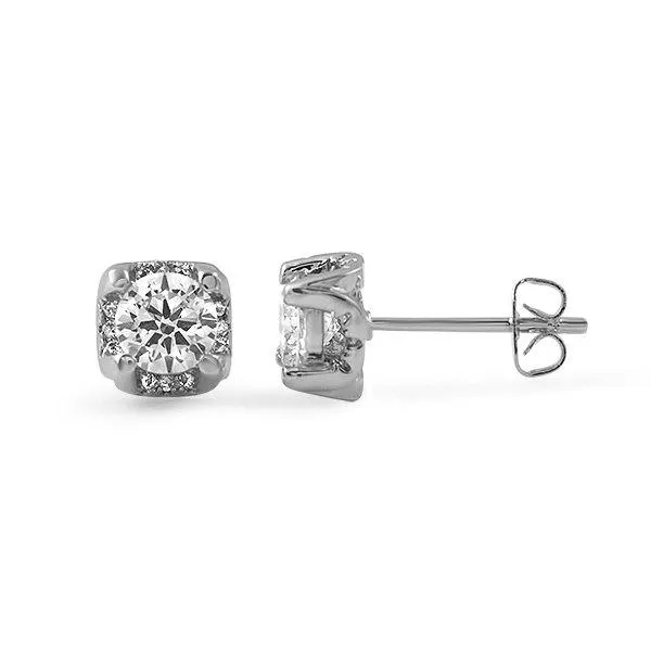 Rhodium 6MM CZ Stud Halo Bling Bing Earrings