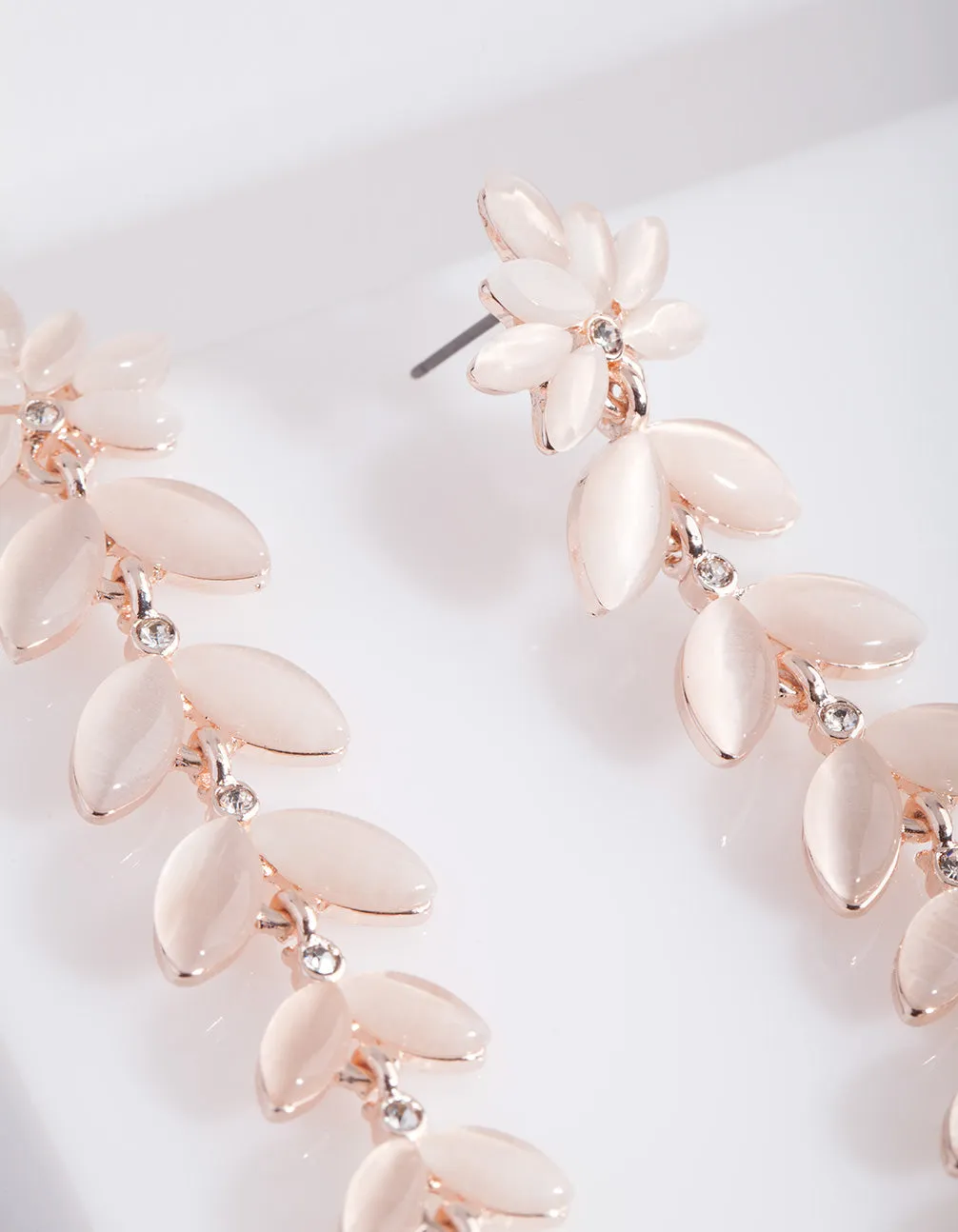 Rose Gold Cats Eye Petal Earrings