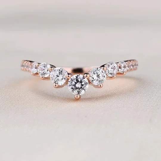 Rose Gold Chic Thin V Shaped Stacking Wedding Band