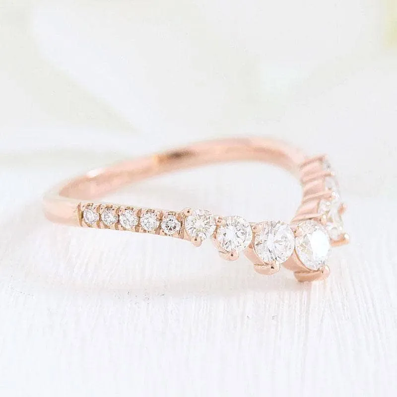 Rose Gold Chic Thin V Shaped Stacking Wedding Band