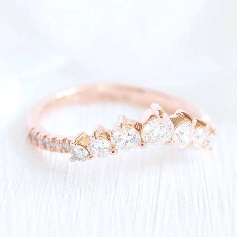 Rose Gold Chic Thin V Shaped Stacking Wedding Band