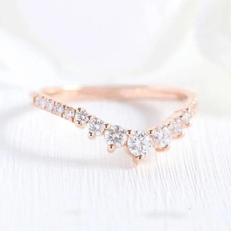 Rose Gold Chic Thin V Shaped Stacking Wedding Band