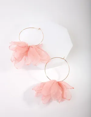 Rose Gold Flower Hoop Earrings