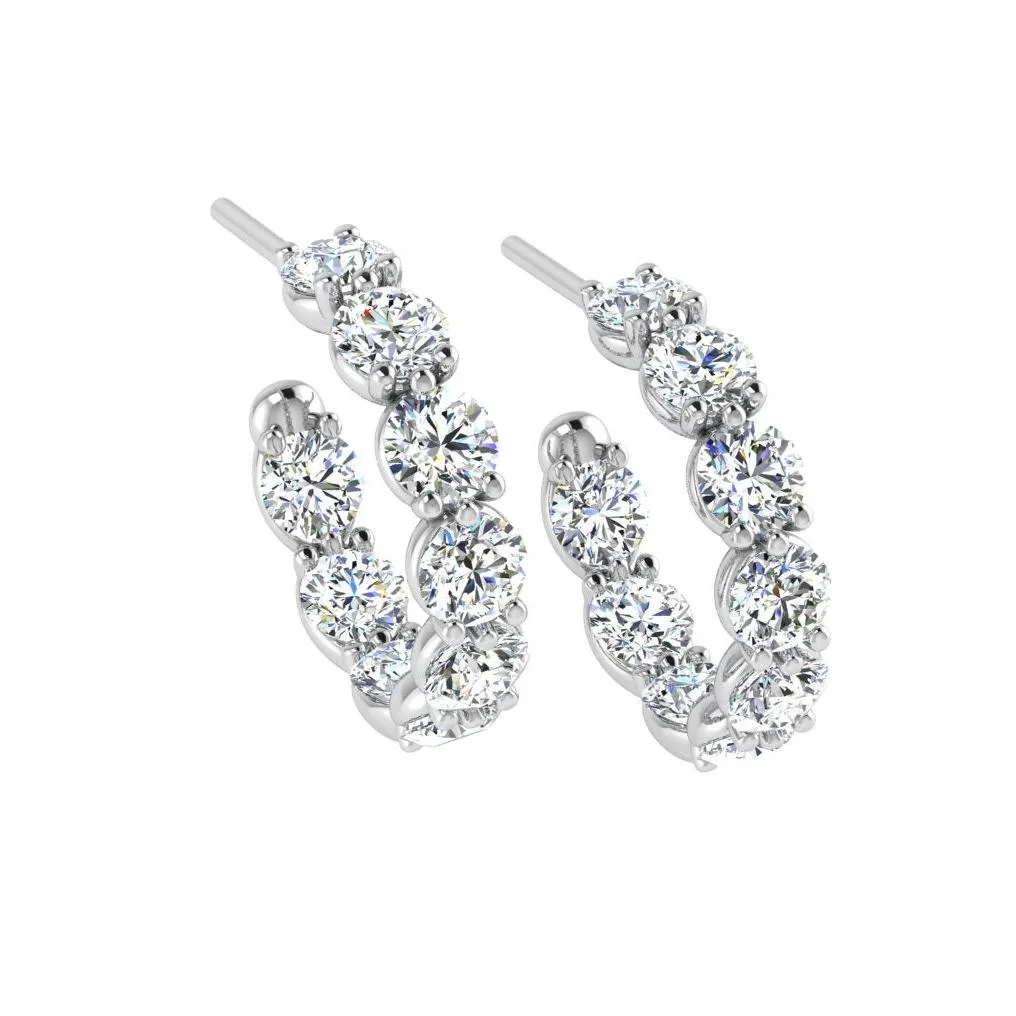 Round Diamond Hoop earrings 3.69 carats