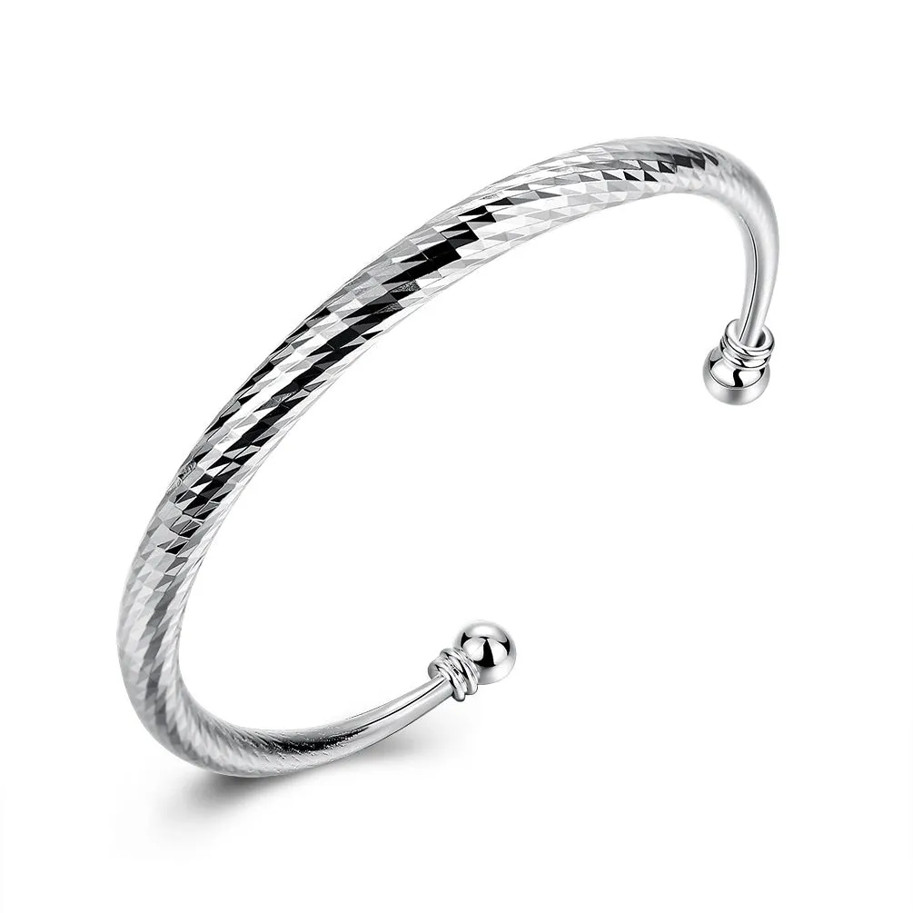 Round Simple Silver Bracelet