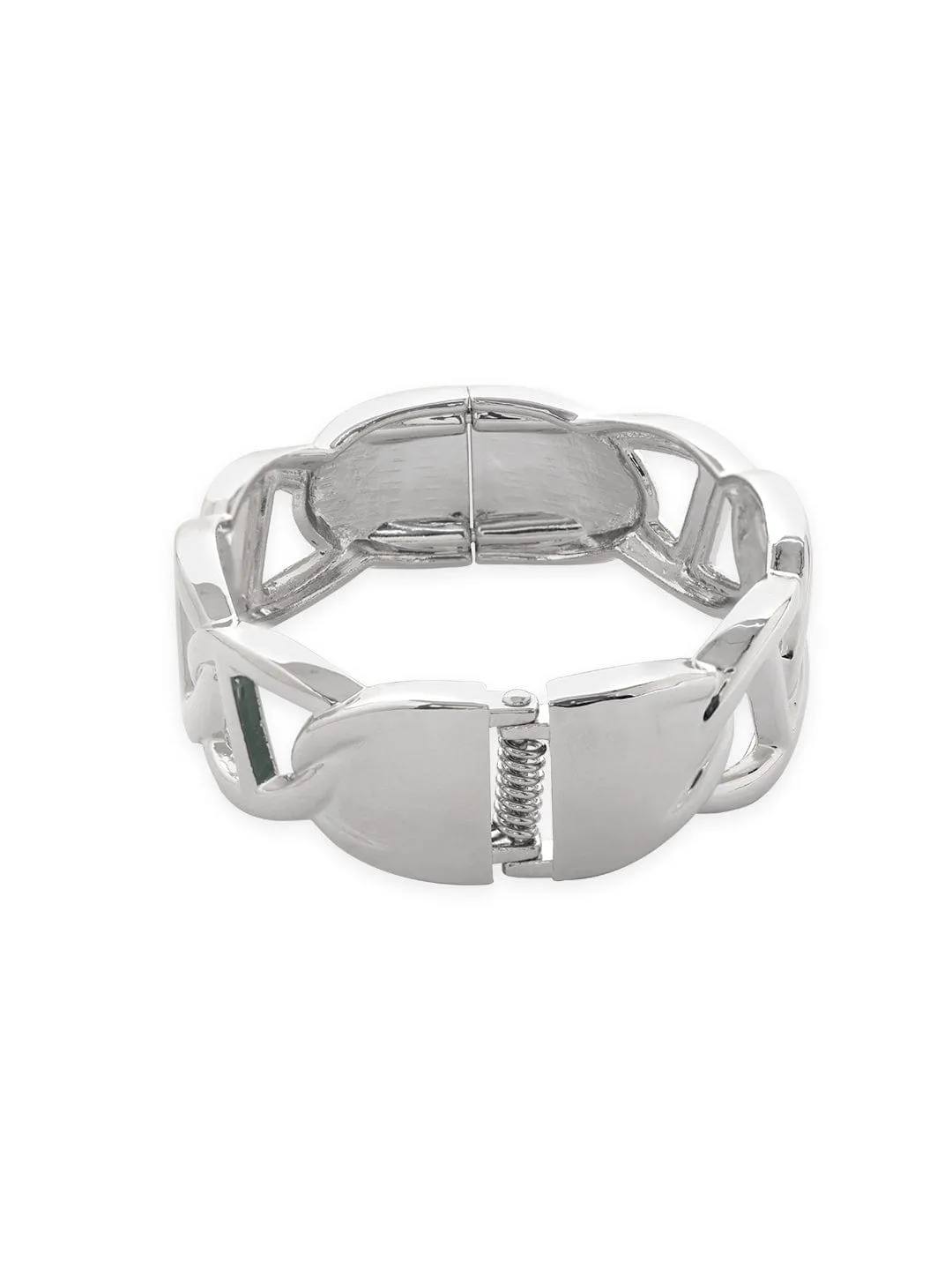 Rubans Voguish Silver Gleam: Set of 2 Silver-Colored Bracelets