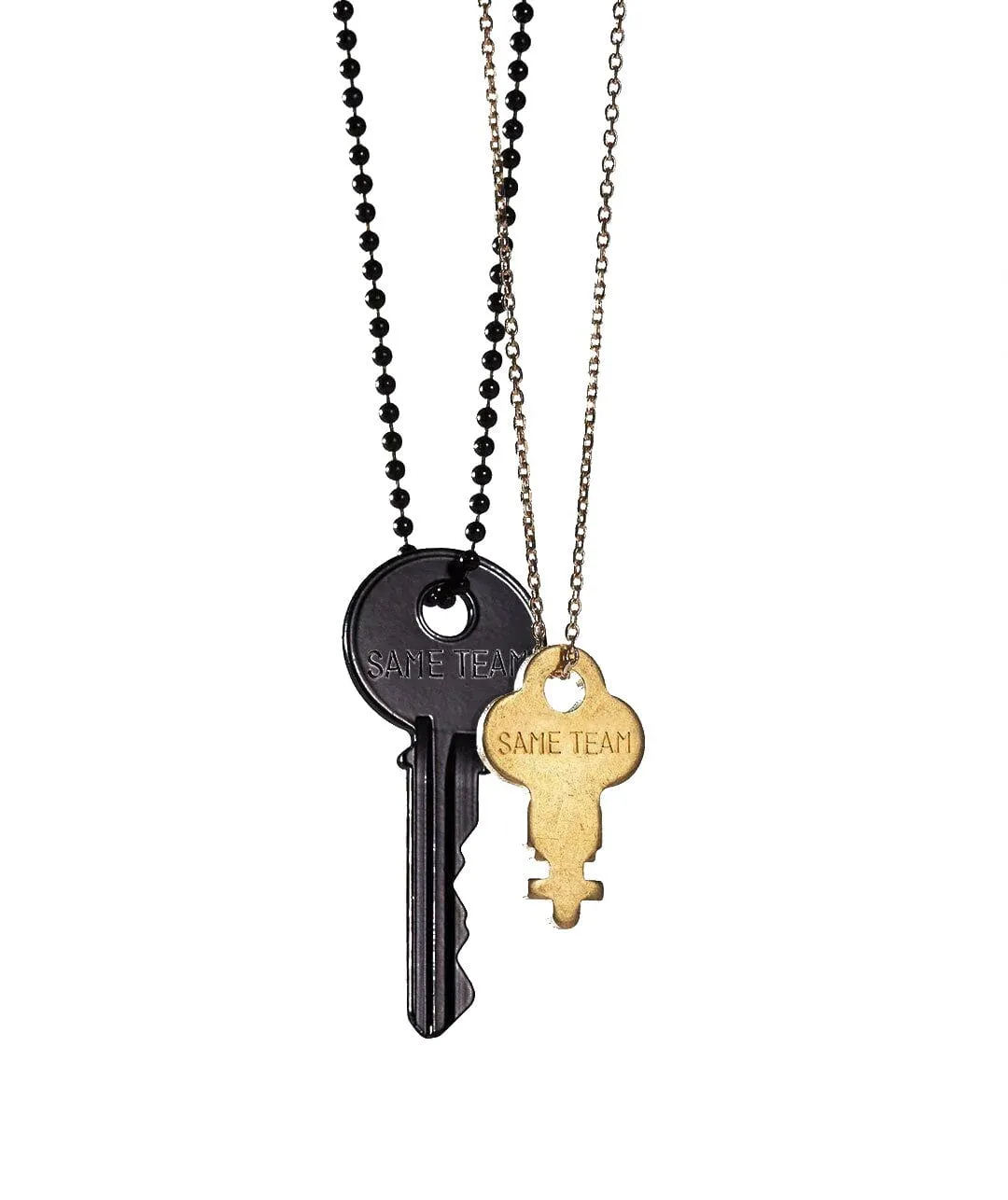 SAME TEAM Matte Black   Gold Dainty Key Necklace Set