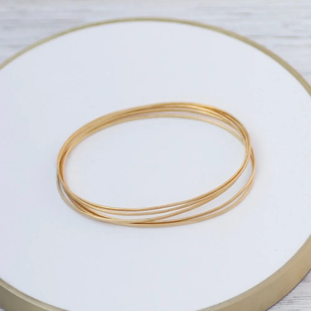 Set of 5 Oval Whisper Bangles - Gold Plate