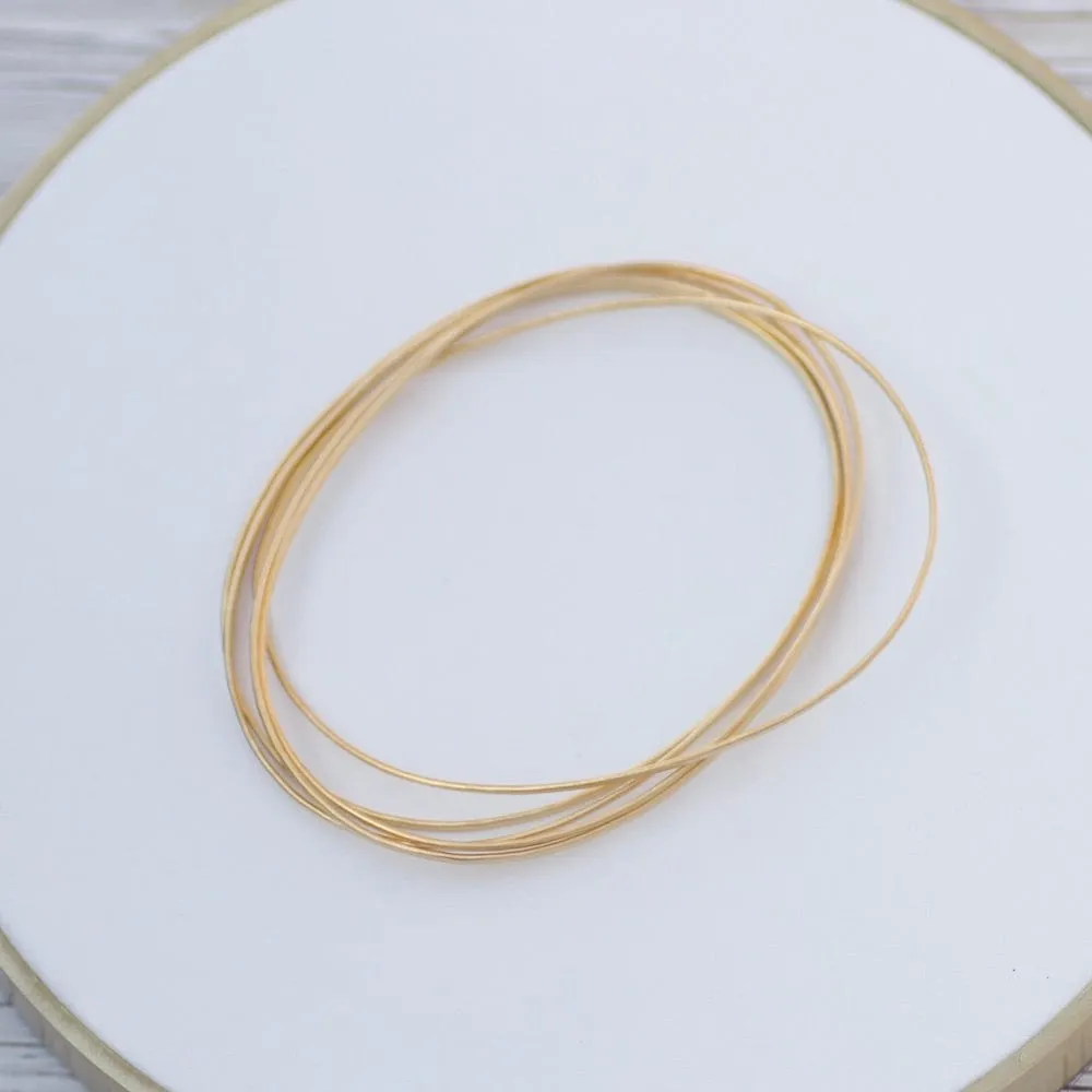 Set of 5 Oval Whisper Bangles - Gold Plate