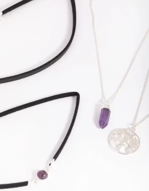 Silver Amethyst Shard Choker