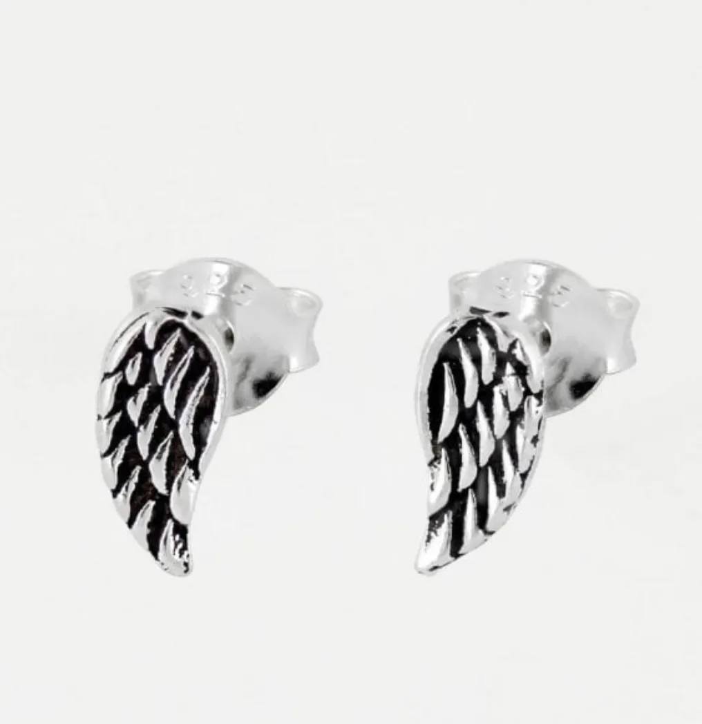 Silver Angel Wing Ear Studs Stylish and Chic Jewelry Accessory