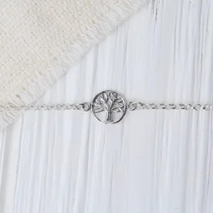 Silver Tree Of Life on Fine Chain Bracelet