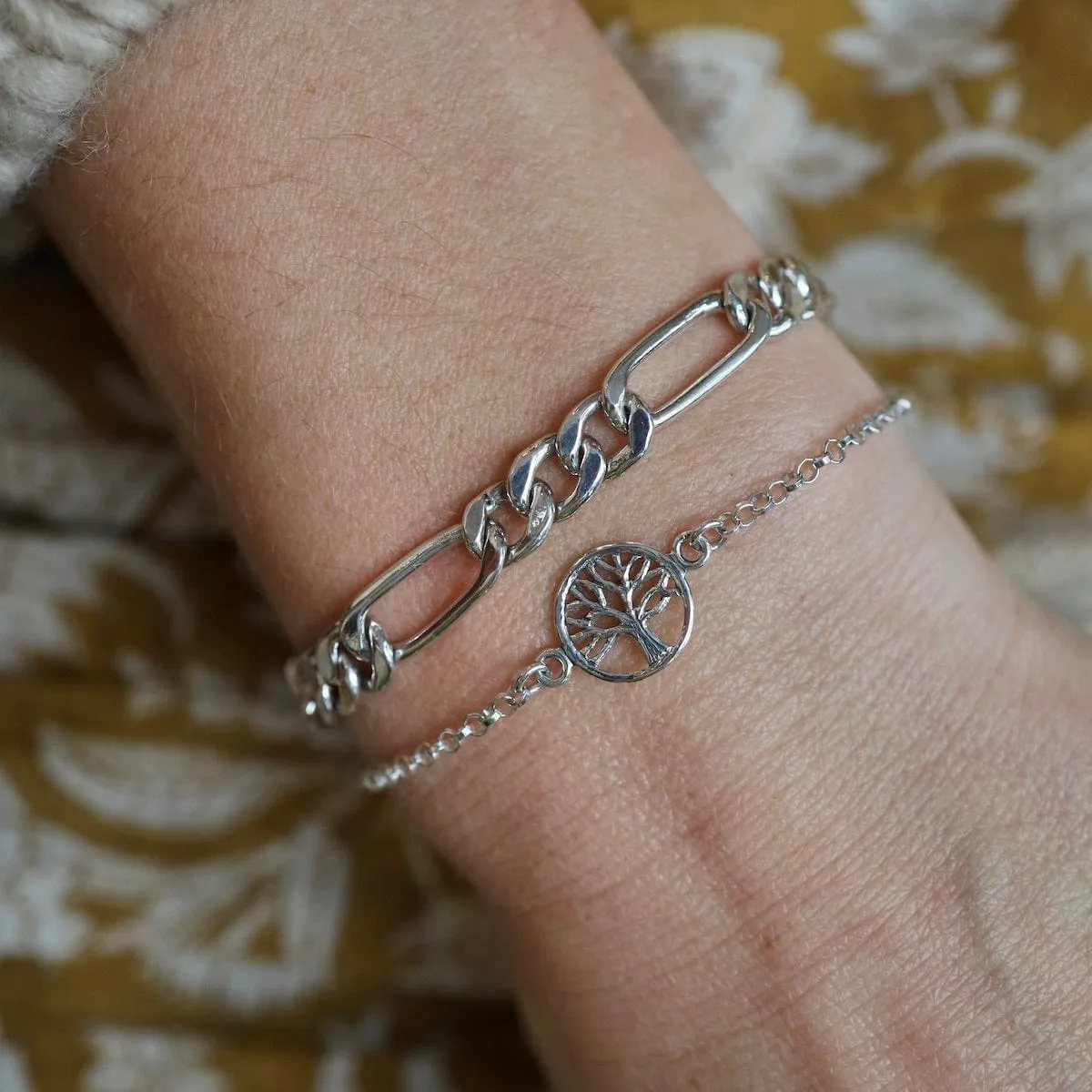 Silver Tree Of Life on Fine Chain Bracelet