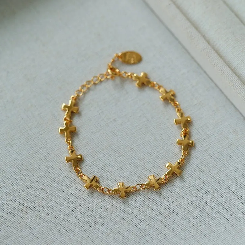 Simple Cross Bracelet Gold Silver