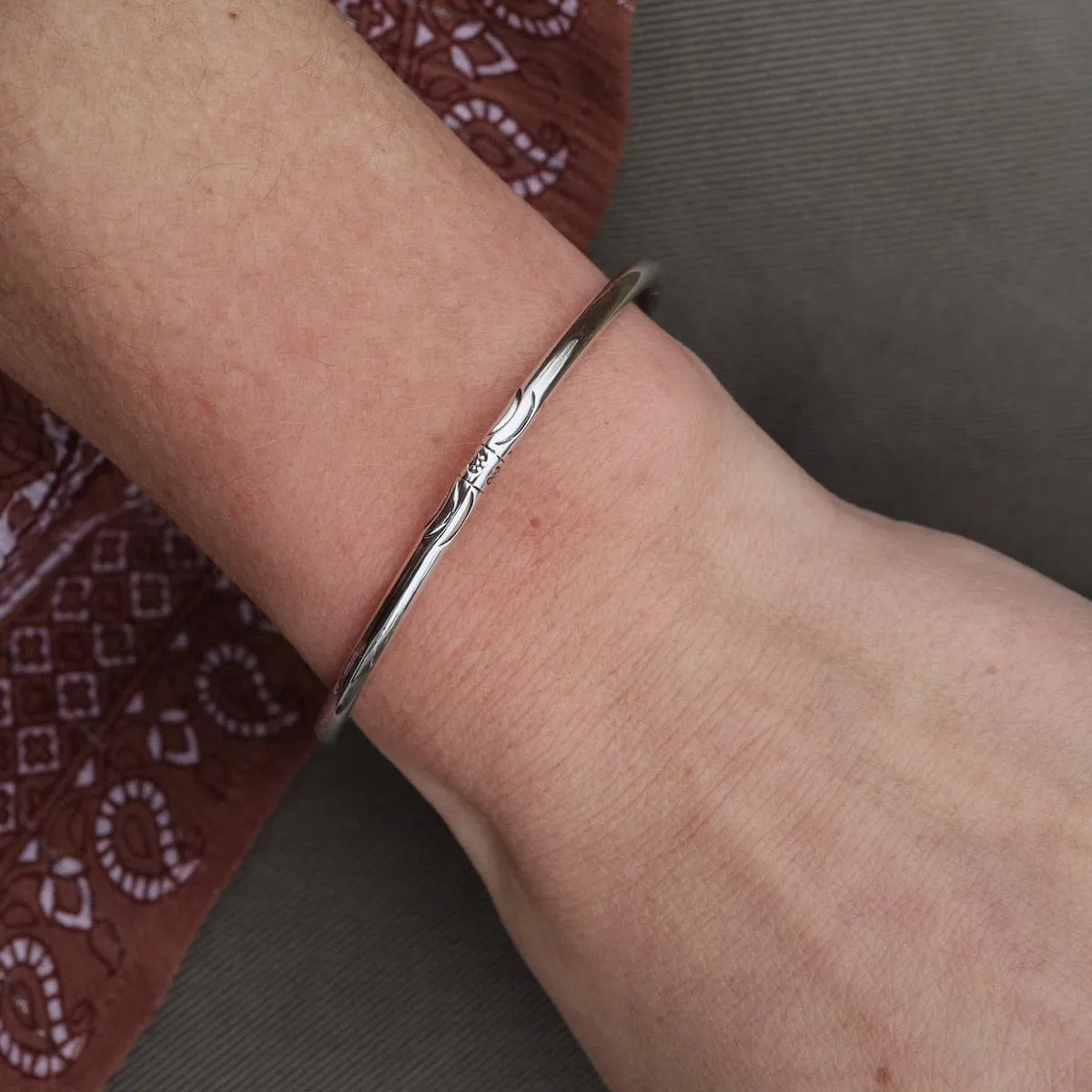 Simple Etched Sterling Silver Cuff