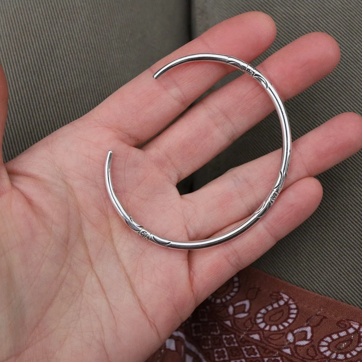 Simple Etched Sterling Silver Cuff