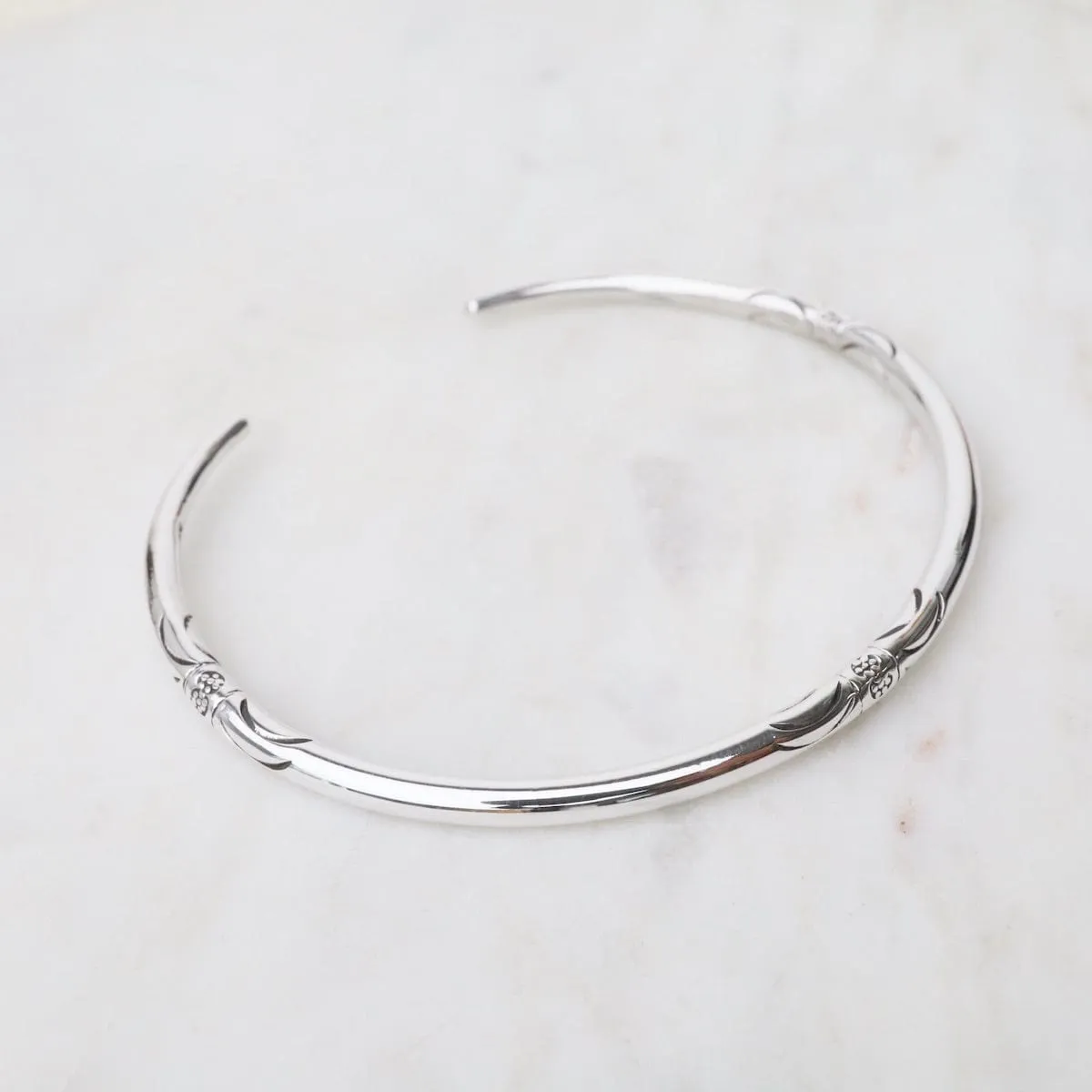 Simple Etched Sterling Silver Cuff