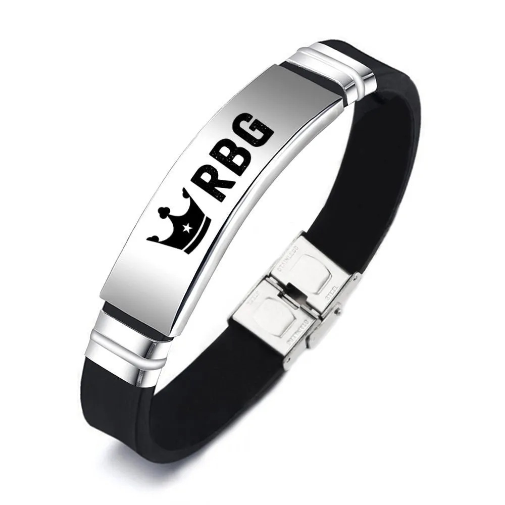 Simple Lettering Stainless Steel Silicone Bracelet