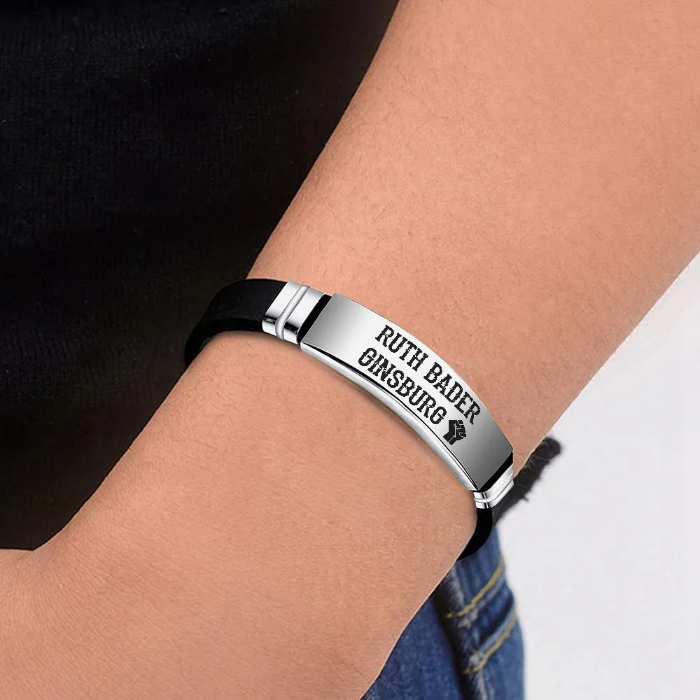 Simple Lettering Stainless Steel Silicone Bracelet