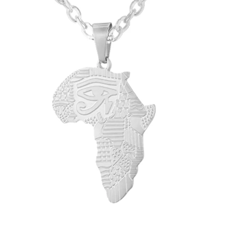 Sisslia Creative Map African Necklace Stainless Steel Men Jewelry Golden Pendant Necklace