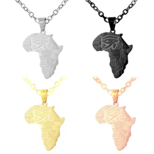 Sisslia Creative Map African Necklace Stainless Steel Men Jewelry Golden Pendant Necklace