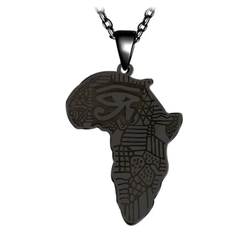 Sisslia Creative Map African Necklace Stainless Steel Men Jewelry Golden Pendant Necklace