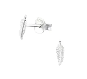 Small Silver Feather Ear Stud - Elegant  Dainty Handcrafted Earrings