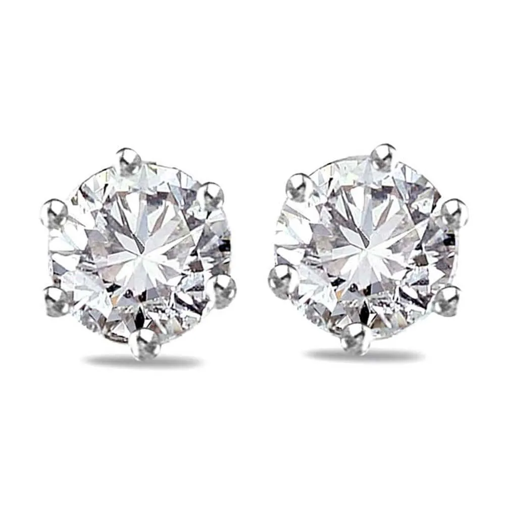 Solid 925 Sterling Silver Diamonelle Studs