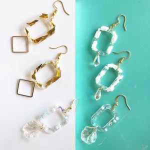 Square Shape Resin Drop Earrings