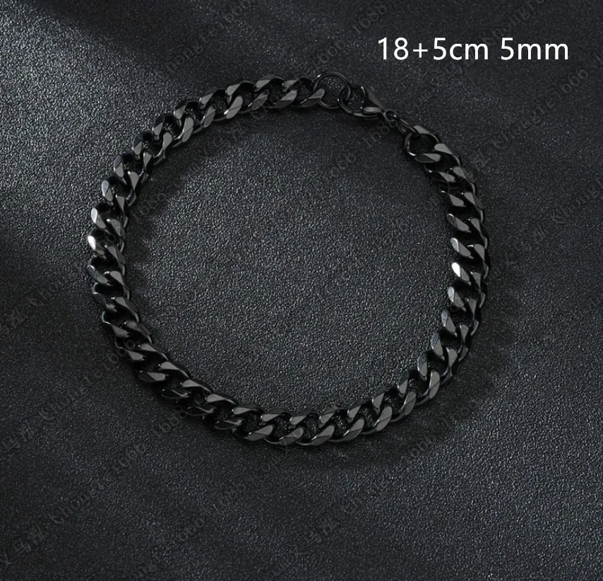 Stainless Steel Six Side Grinding Cuban Bracelet Simple Personality