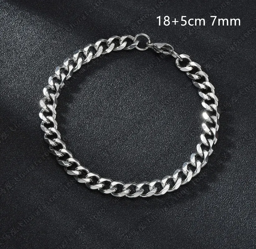 Stainless Steel Six Side Grinding Cuban Bracelet Simple Personality