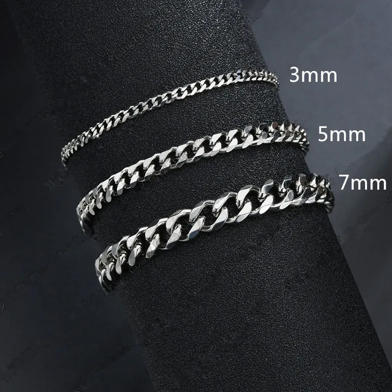 Stainless Steel Six Side Grinding Cuban Bracelet Simple Personality