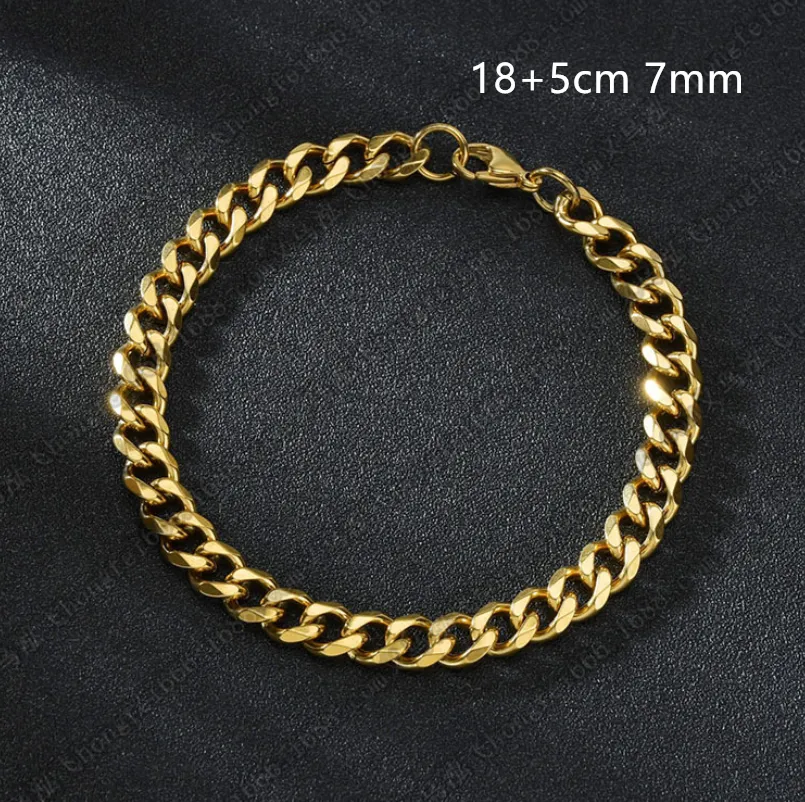 Stainless Steel Six Side Grinding Cuban Bracelet Simple Personality