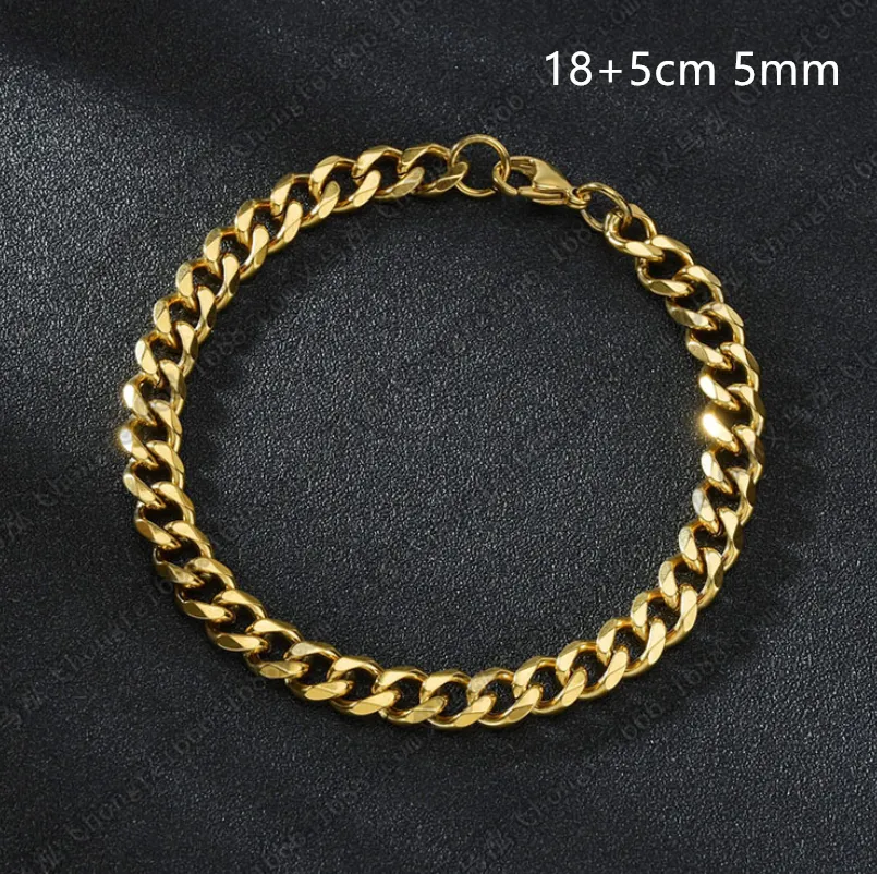 Stainless Steel Six Side Grinding Cuban Bracelet Simple Personality