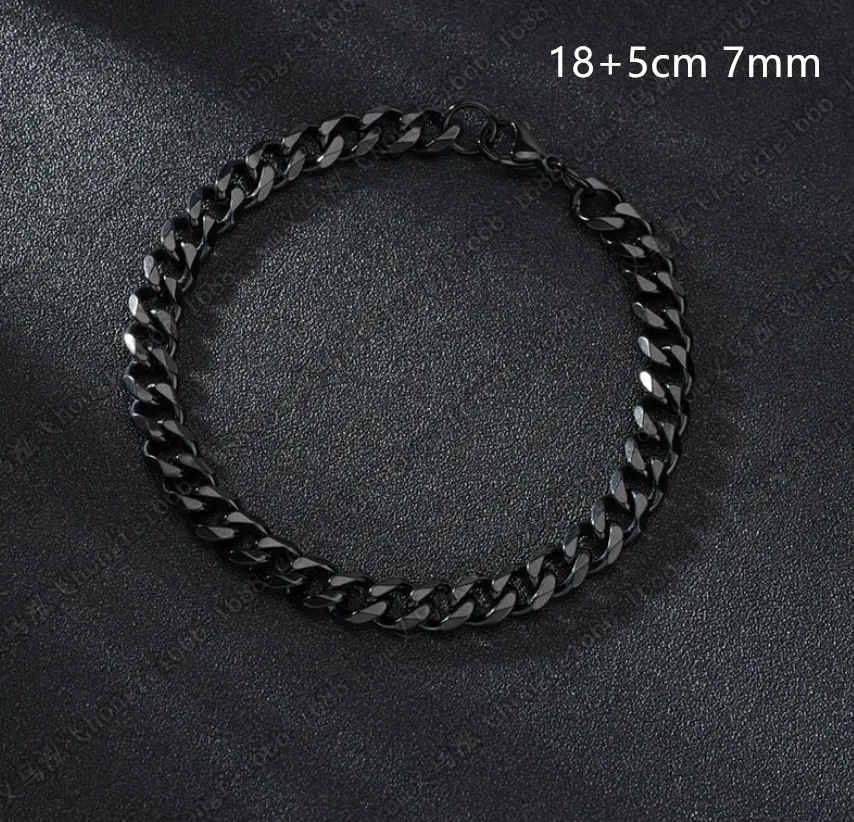 Stainless Steel Six Side Grinding Cuban Bracelet Simple Personality