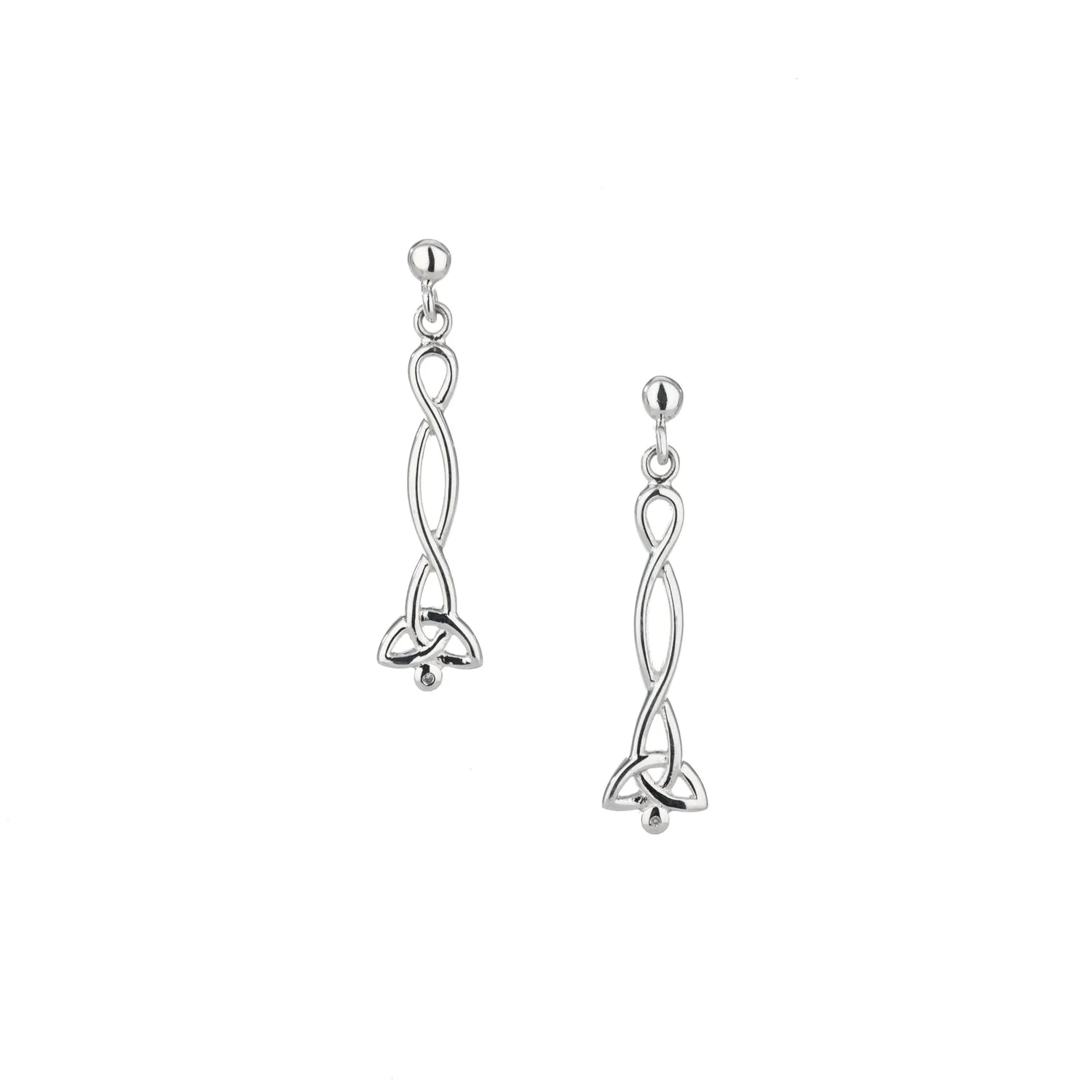 Sterling Silver and Diamond Trinity Post Dangle Earrings