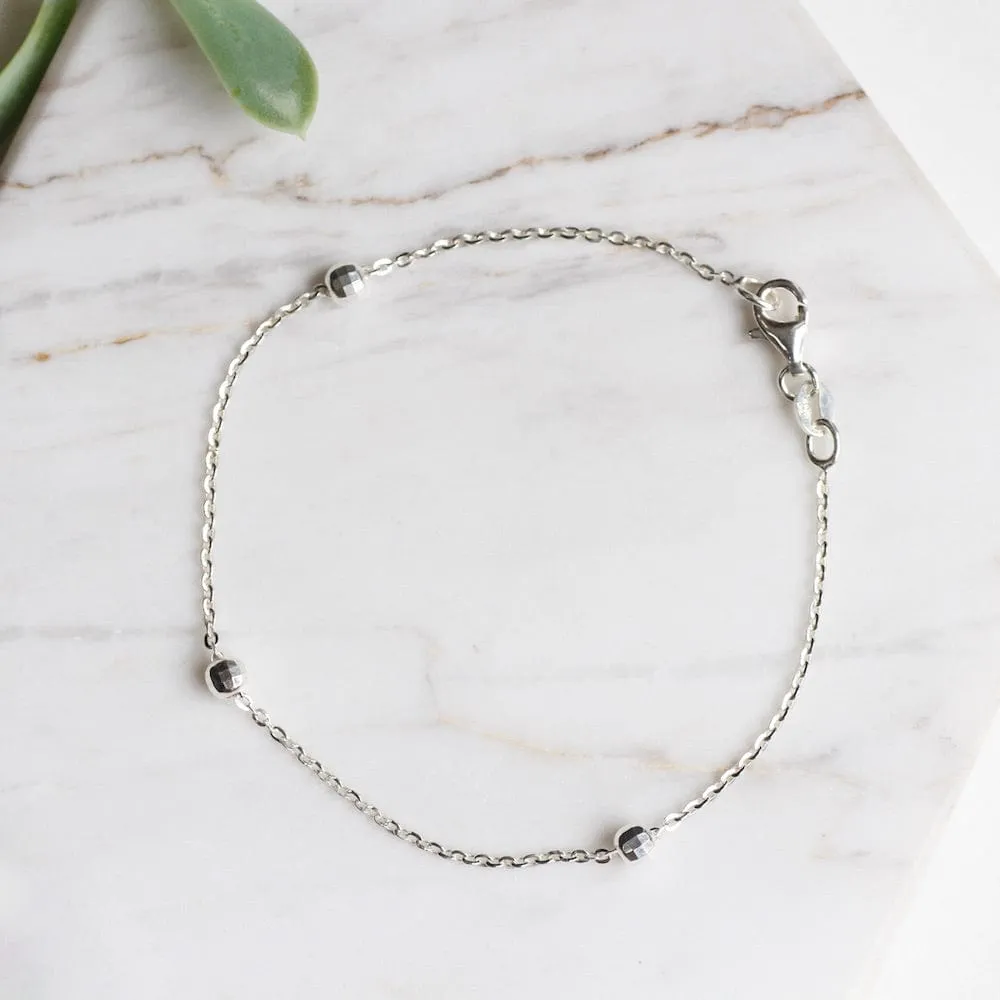 Sterling Silver Bracelet with Disco Ball Stations