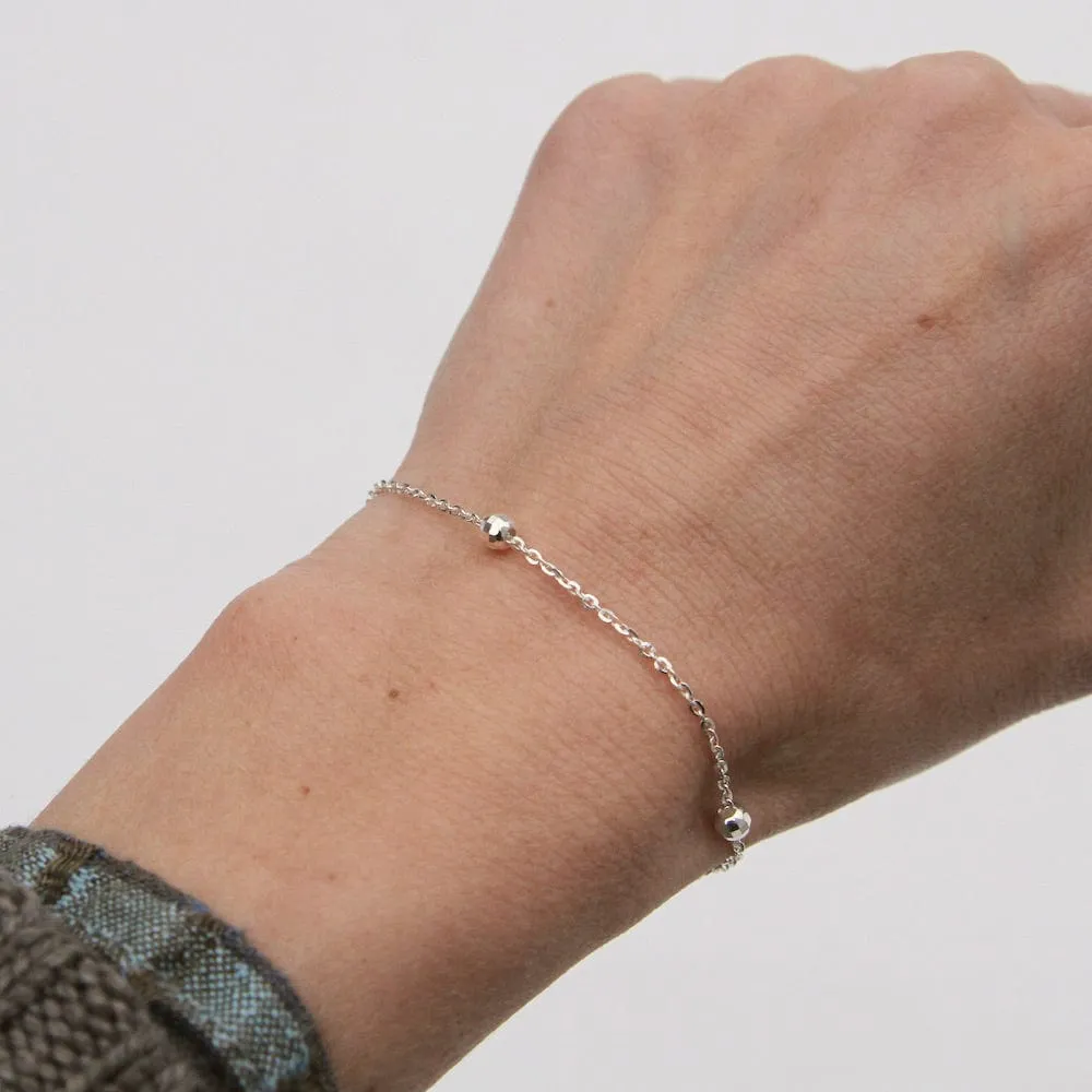 Sterling Silver Bracelet with Disco Ball Stations