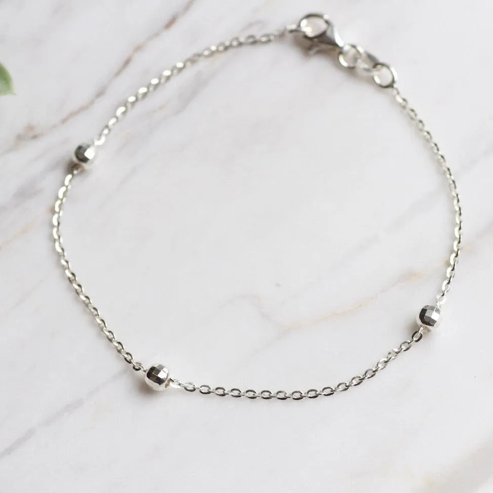 Sterling Silver Bracelet with Disco Ball Stations