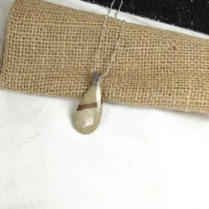 Teardrop Gemstone Jasper Pendant Necklace On Silver Chain