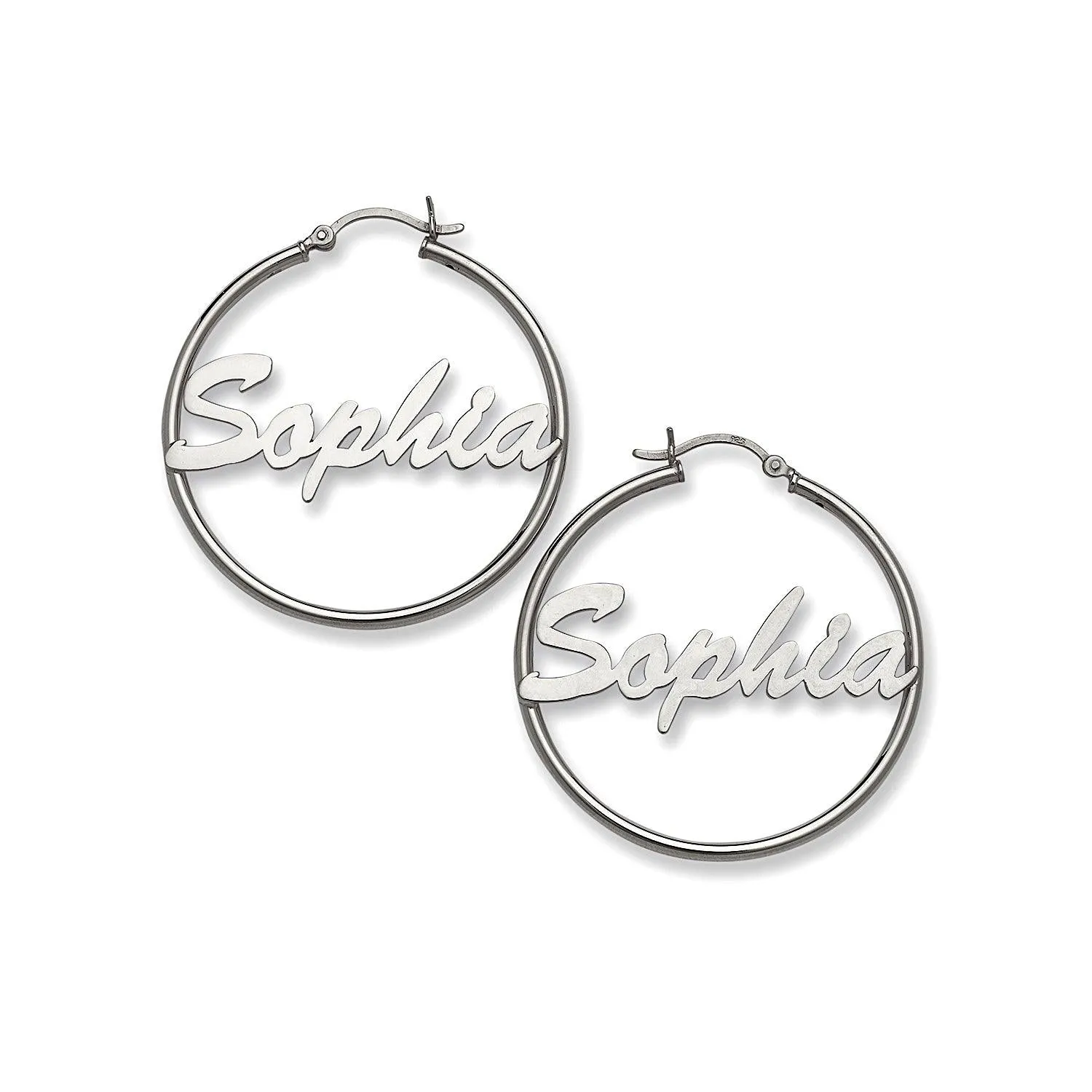 Thin Script 925 Sterling Silver Hoop Earrings