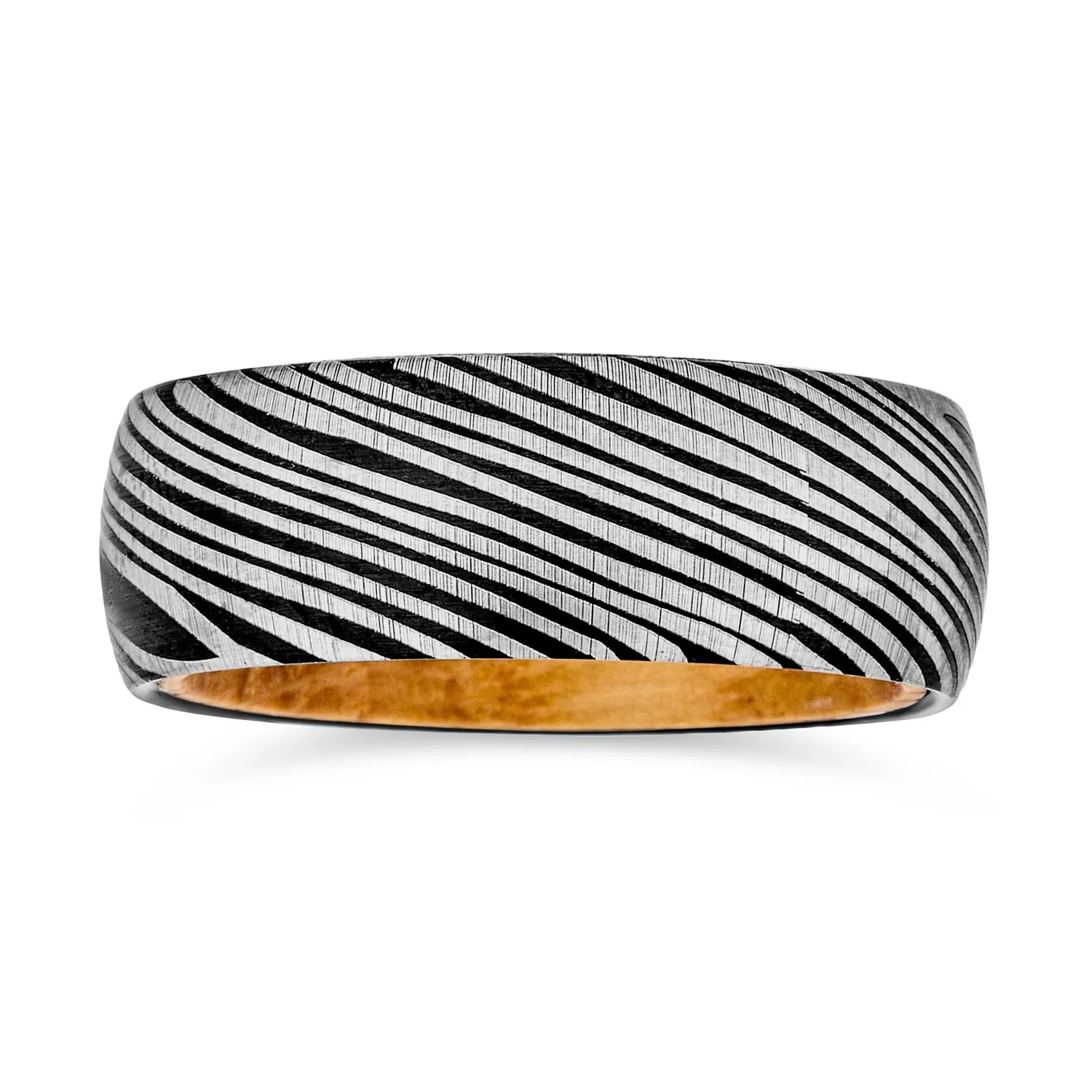 Tungsten Wedding Band Ring with Double Row Koa Wood Inlay and Silver Tone Comfort Fit